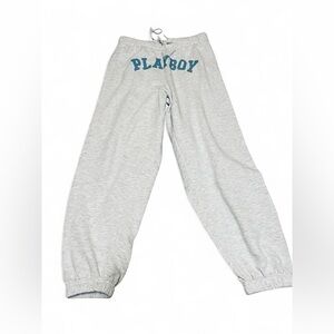 PLAYBOY Light Gray Pants with Blue Logo